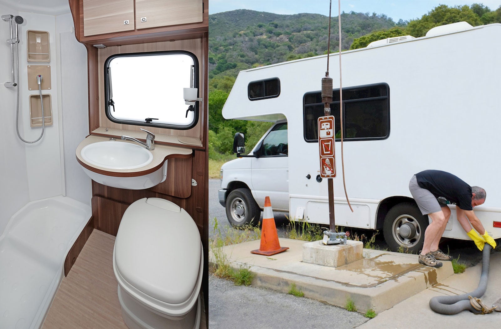 Portable RV/camper toilet and holding tank setup in Buckeye, Arizona